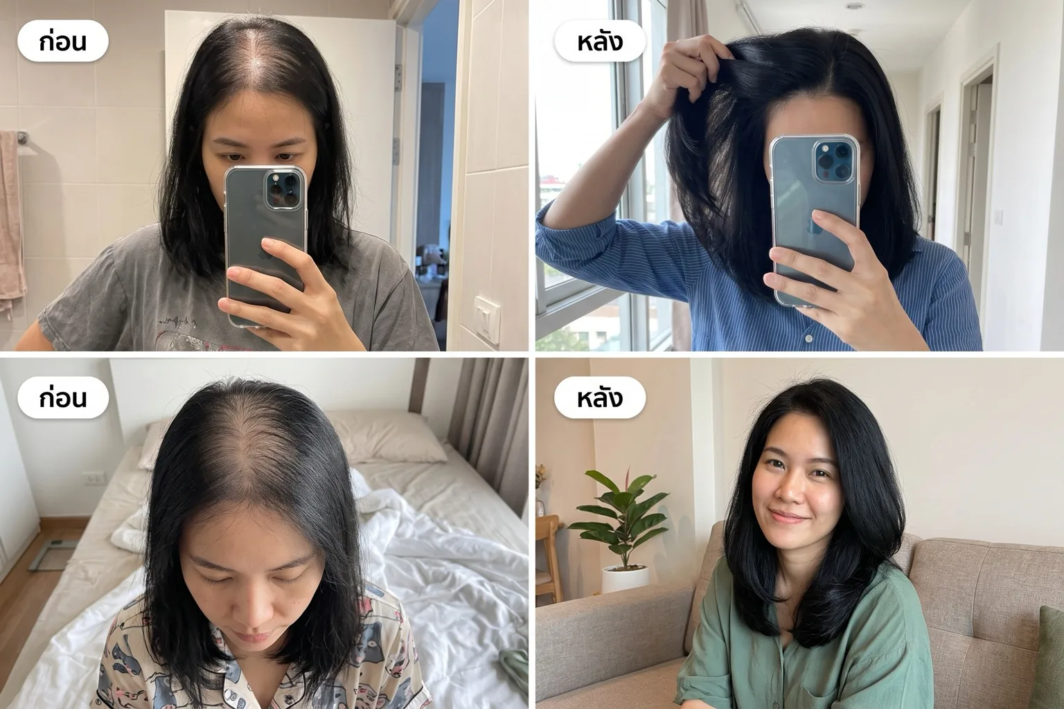 ความหนาแน่นของเส้นผมหลังใช้ต่อเนื่อง 6 สัปดาห์